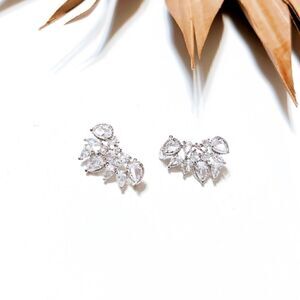 Anthropologie Silver Floral Earrings